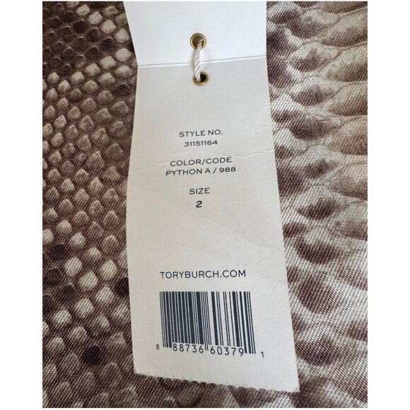 Tory Burch "Mikado" Python Snake Skin Pencil Skirt & Shirt Set | Sz 2 4 | Beige - Picture 5 of 10